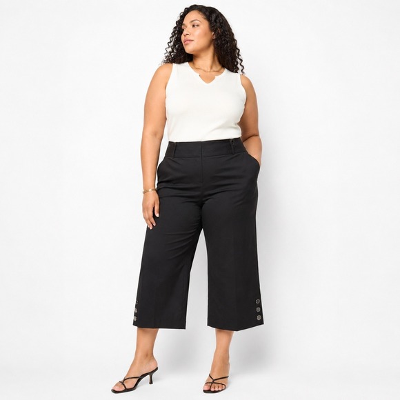 Lane Bryant Pants - Y2K Lane Bryant Capri Pants Size 18 Black Tailored Button Detail Office Siren